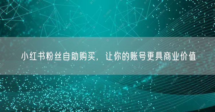 小红书粉丝自助购买，让你的账号更具商业价值