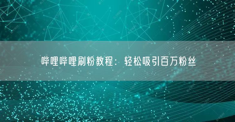 哔哩哔哩刷粉教程：轻松吸引百万粉丝