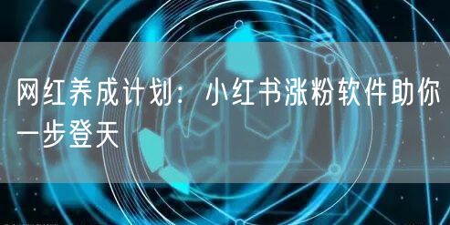 网红养成计划：小红书涨粉软件助你一步登天