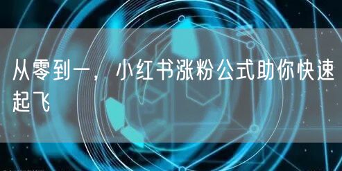 从零到一，小红书涨粉公式助你快速起飞